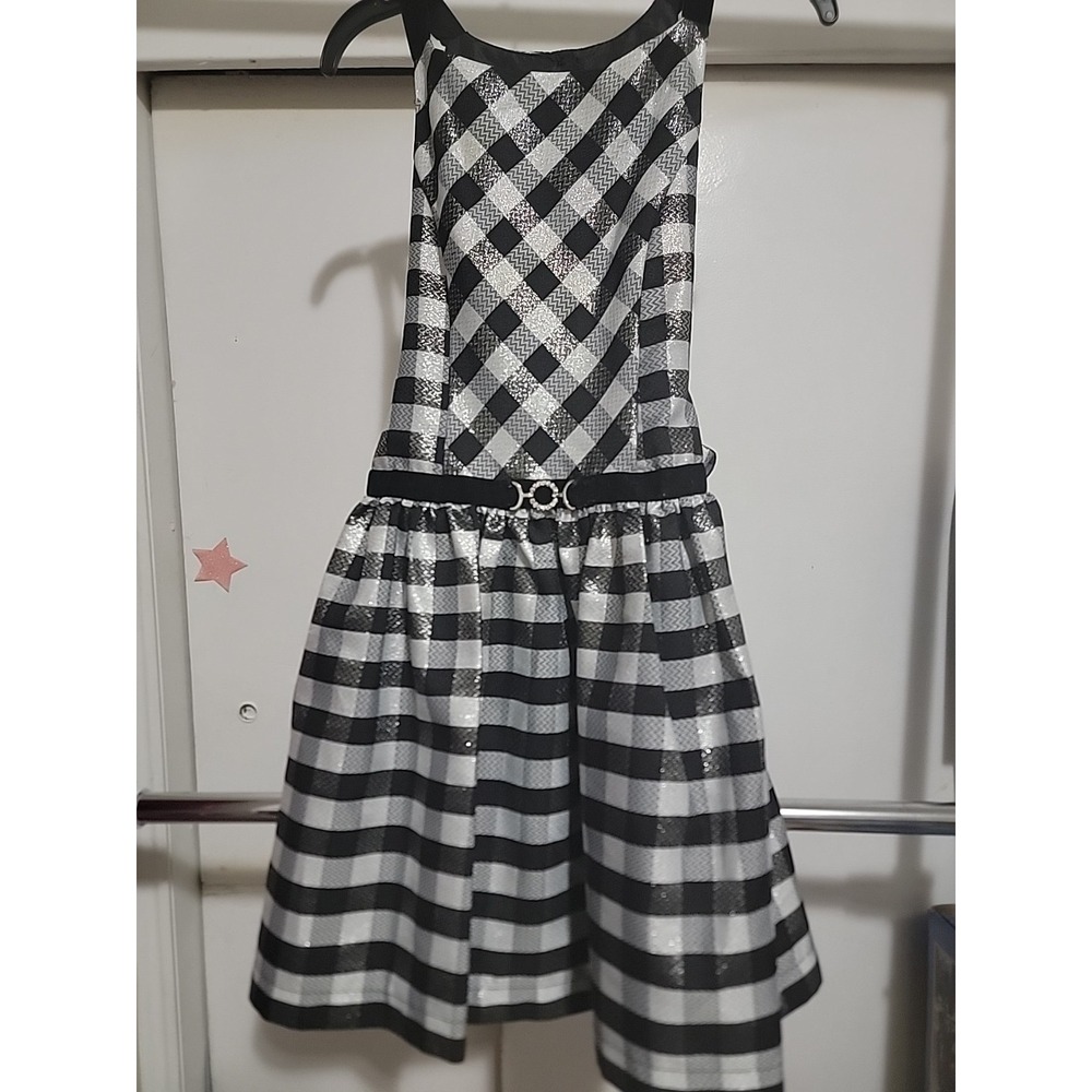 Gorgeous Party Formal DRESS Girl Sz 8 by Joa Michelle‎ Navy Plaid Taffeta